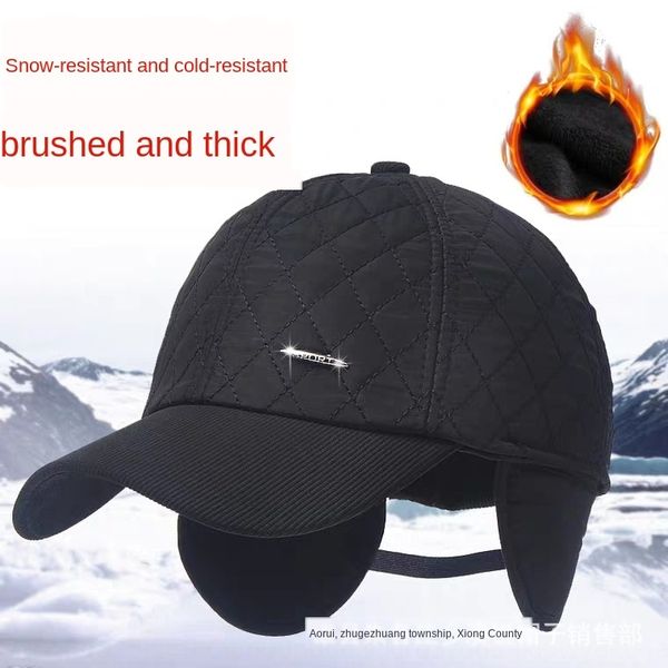 

9yu6a men's hat winter middle-aged and elderly warm father and old old man ear protection plus velvet warm baseball baseball cap thicke, Blue;gray