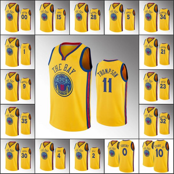 

golden state warriors men damion lee klay thompson stephen curry kevin durant nba gold custom jersey