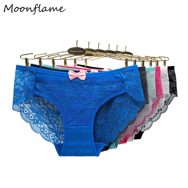

women's panties moonflame 5 pcs/lots underwear lace lingerie female briefs transparent panites for woman  l xl 89408, Black;pink