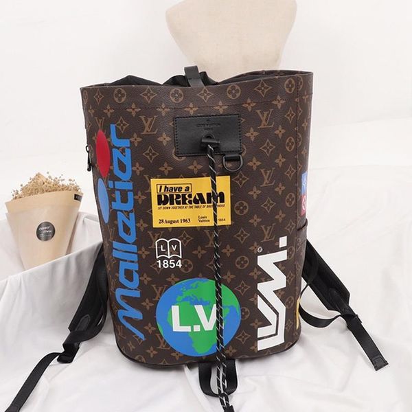 

2020 fashion classic womens bag luxury designer backpacks women leather drawstring bucket bag large capacity travel rucksack