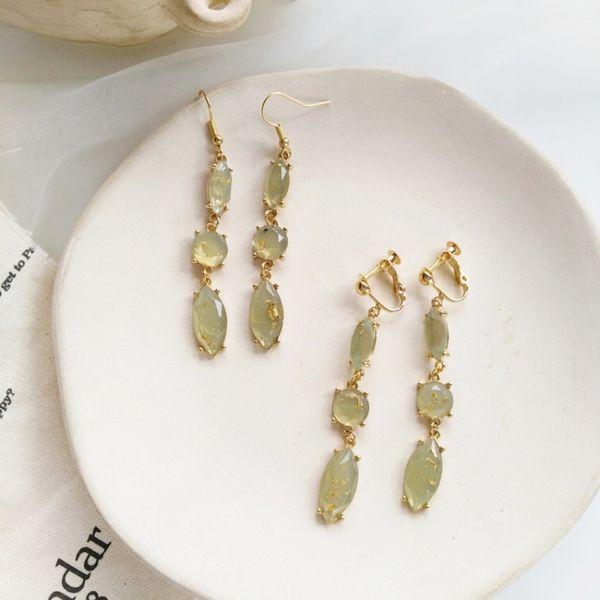 

simple drop-shaped resin irregular earrings long super fairy thin earrings, Golden
