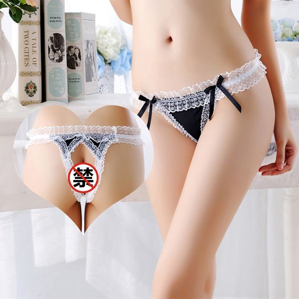 

bow women's thong temptation lace bow women's lace underwear thong temptation underwear, Black;white