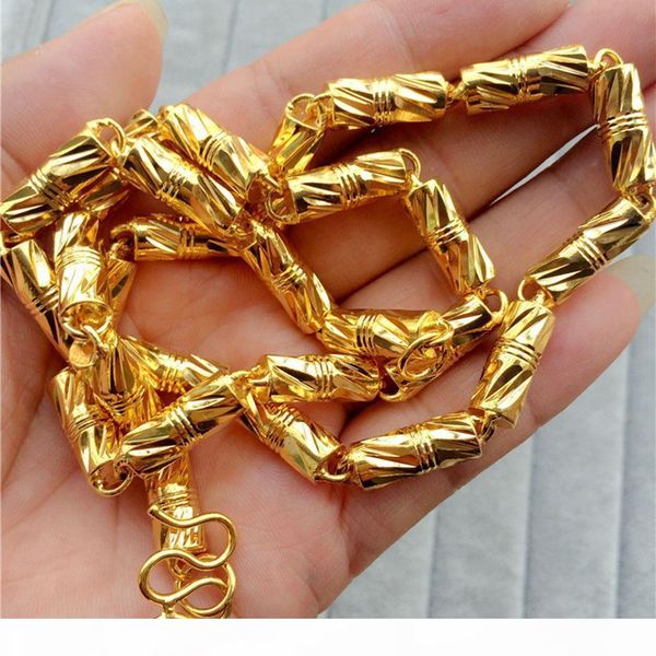 

geometry solid necklace chain classic 18k yellow gold filled 7mm thick heavy mens necklace jewelry gift 60cm, Silver