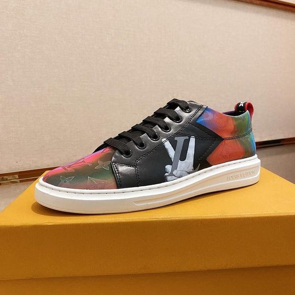 

2020 new luxury design leather printed breathable sports shoes fashion wild mens casual shoes mens banquet shoes size: 38-45, Black