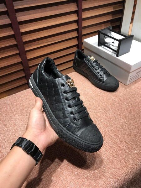 

2020o fashion men's embroidery printing luxury casual shoes breathable leather classic sneakers low-shoes, size: 38-45, Black