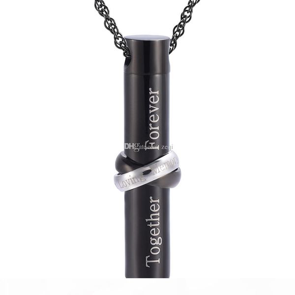 

ijd9944 cremation jewelry stainless steel black perfume bottle cremation necklace for ashes, Silver
