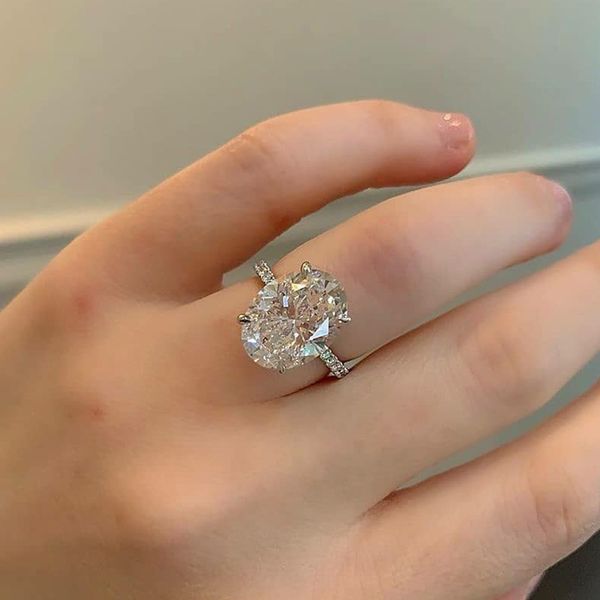 

925 solid sterling silver big oval rings for women wedding engagement finger jewelry personalized, Golden;silver