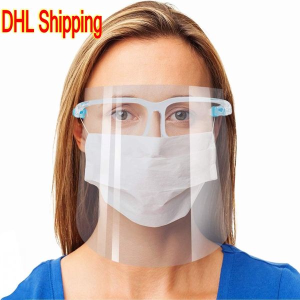 

dhl shipping safety face shield glasses reusable faceshield visor transparent anti-fog layer protect eyes from splash