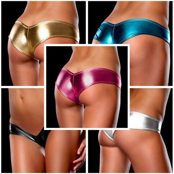 

7b3s9 patent leather ultra-low waist briefs plus underpants underpantsunderwear underpantssize patent leather ultra-low waist brie, Black;white