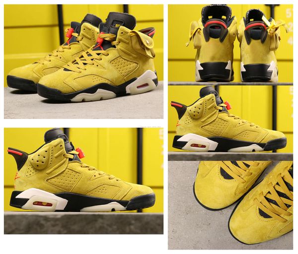 

2020 новый прибыл travis скоттс 6 og кактус джек glow в dark 3m reflective пшеница желтый мужчины конструктор баскетбол обувь на открытом во, White;red