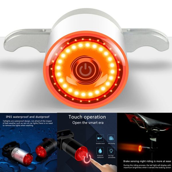 

bike lights bicycle rear light auto start/sbrake detection smart usb rechargeable led taillight lamp