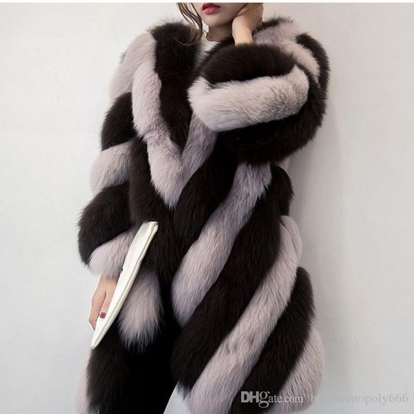 

2019 autumn and winter imitation fur women's warm slim fur coat in the trend of fashion casual long coat, Black