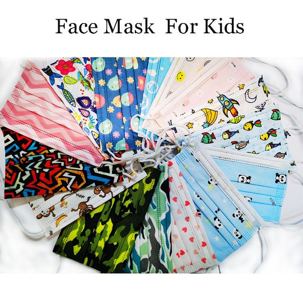 

kids disposable face mask fashipn cartoon children mask with elastic ear loop 3 ply breathable for dust air anti-pollution masks desinger