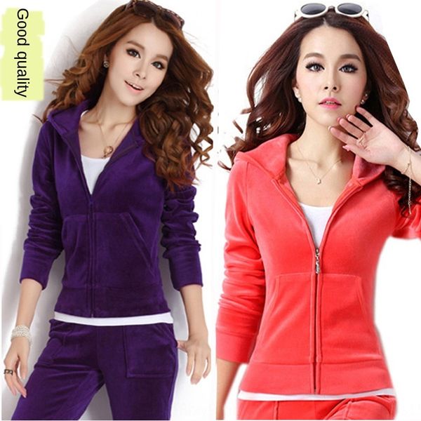 

2020 spring and autumn sweater golden velvet velvet sportswear set fashionable women's casual sweater large size two-piece set, Gray