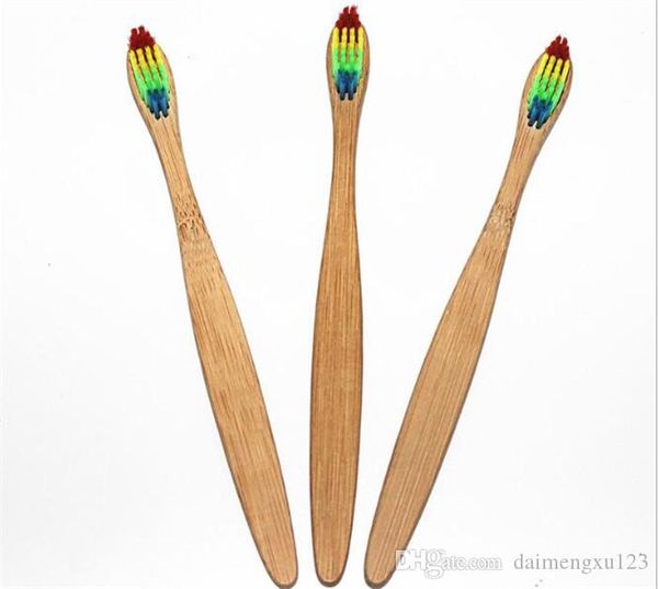 

1000pcs wood rainbow toothbrush bamboo environmentally toothbrush bamboo fibre wooden handle tooth brush whitening rainbow x112