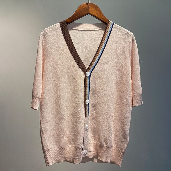 

dg4wo 1322 elegant v-neck knitted thin 2020 1322 elegant v-neck cardigan spring and summer new solid color loose women's ice silk knitt, White