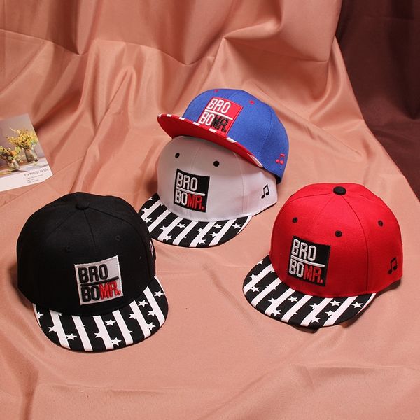 

r5gek children's summer new star striped embroidered letter flat edge hip-hop baseball baseball hip-hop cap hat street hat fashion stre, Yellow
