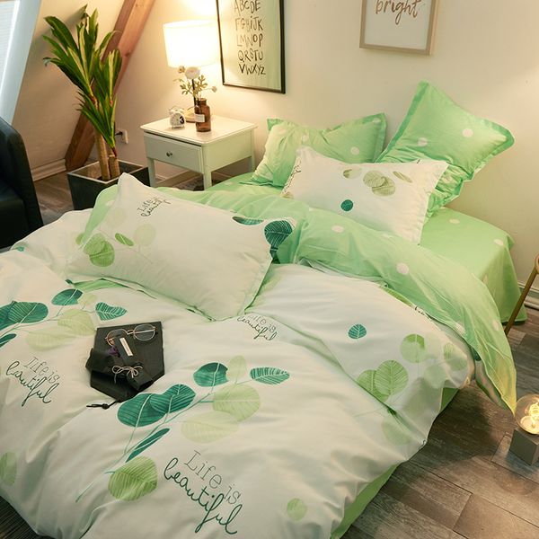 

cartoon pink bedding sets 4pcs geometric pattern bed linings duvet cover bed sheet pillowcases cover set