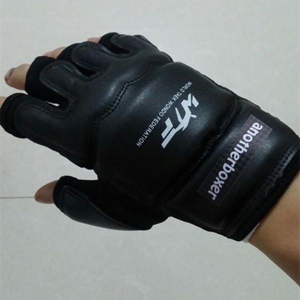 

2017 pu half finger taekwondo gloves tkd protector fighting mitts mma gloves karate hands protector training boxing gloves black color