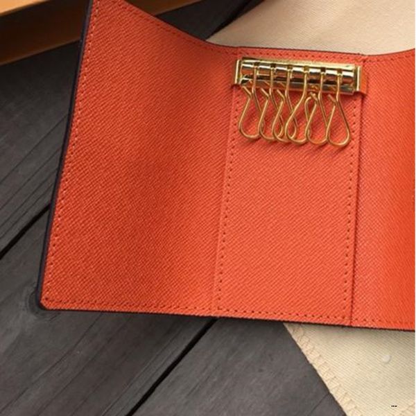 

key holder key wallets leather keychain bag women men classic key holder cover keychain card ring with box aqdb, Red;blue