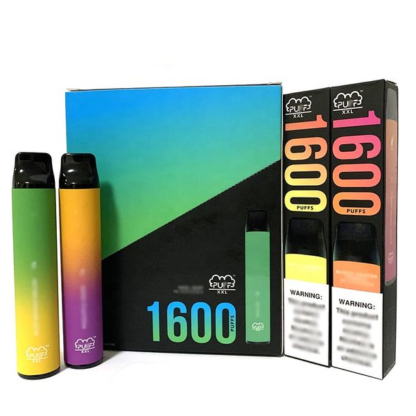 

На складе Puff XXL Одноразовая Vape 1600 Puff Vapes 10 цветов Puff бар XXL Vapor электронные сигареты Испарители