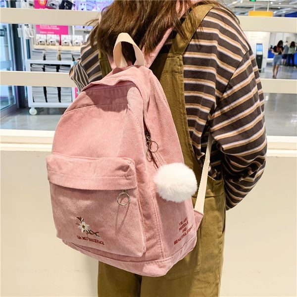 

julyccino симпатичные нашивки вельвет рюкзак женщины сплошной цвет мешка школы harajuku женские сумки плеча девочка-подросток путешествий рю