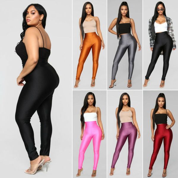 

womens stretchy biker bike bicycle ankle length solid leggings workout spandex solid high waist leggings, Black