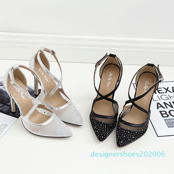 

silver meshy crystal cross strappy high heels pumps glitter bride wedding shoes designer shoes beige black size 35 to 40 d06