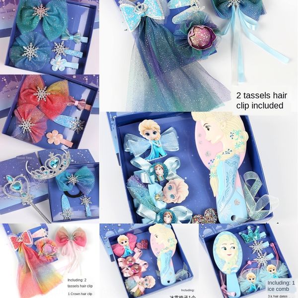 

замороженные корона ожерелье айша головной убор аксессуары детская шпилька аксессуары для волос коробка подарка набор айша шпилька головной, Slivery;white