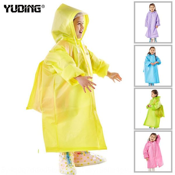 

imr3y children's eva raincoat with schoolbag big hat clothing protective clothingbrim waterproof protective clothing raincoat for boys, Red;brown