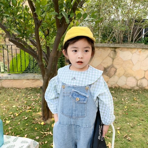 

korean baby 2020 season new boys' and girls' style belt denim belt pants children's foreign style pants, Blue