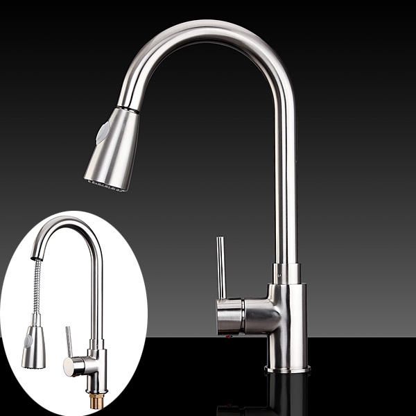 

copper single lever pull out rinser kitchen mixer tap brushed bathroom sprayer basin sink faucet