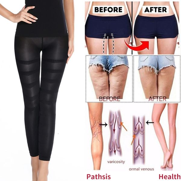 

shapewear anti cellulite compression leggings leg slimming body shaper high waist tummy control panties thigh sculpting slimmer, Black