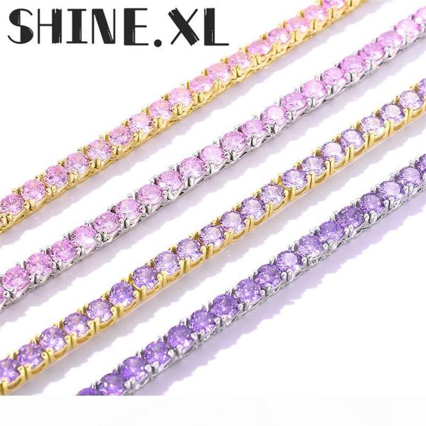 

hip hop rose crystal iced out 4mm tennis chain men necklace miami cuban link chain necklace jewelry, Silver