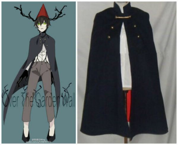 

over the garden wall wirt cosplay cloak with hat, Black;red