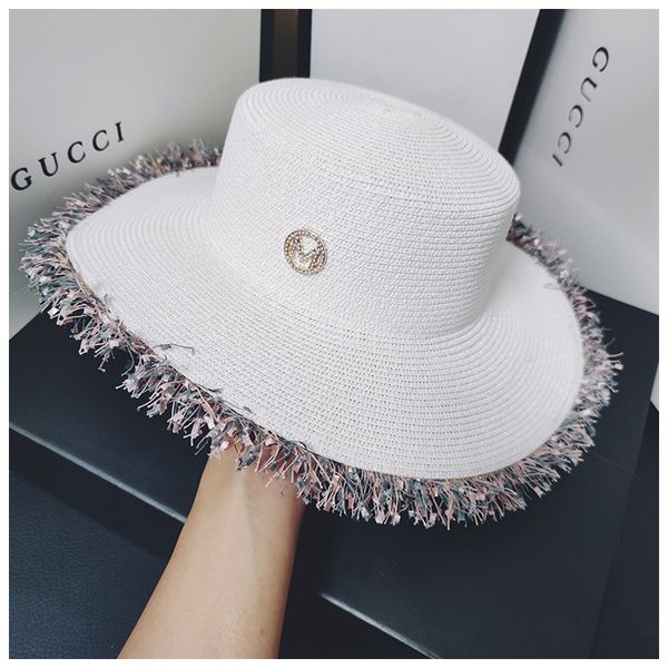 

catwalk m small fragrant straw children's summer big brim stall all-match shade white sun straw hat sun hat, Blue;gray