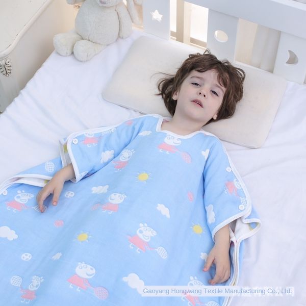 

baby jacquard sleeping bag four seasons children's anti-kicking quilt pure cotton jacquard six-layer gauze sleeping bag
