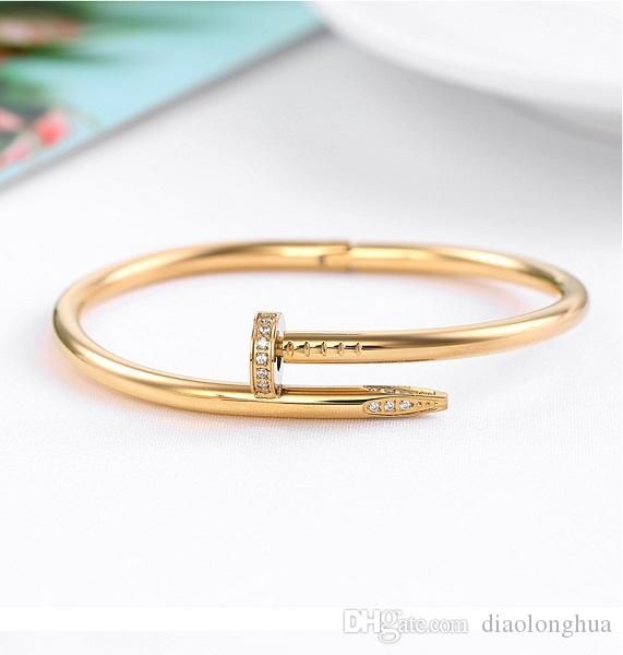 

fashion trend star with the couple titanium steel nail chain creative men and women stainless steel open bracelet wholesale, Black