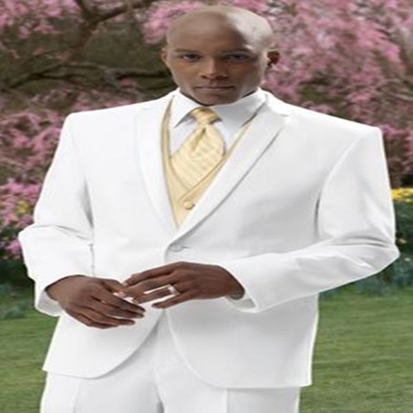 

mens wedding suits 2020 custom made white prom party groom tuxedos 3 piece set slim fit business male suit (blazer+vest+pants, White;black