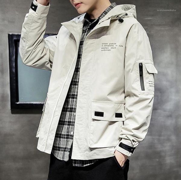 

stand collar regular coats long sleeved slim mens casual clothing 2020 mens designer hooded jackets zipper, Black;brown