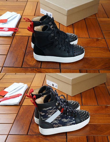 

pairs designer red bottoms mens running shoes boots luxury man spike red bottom outdoor trainers high sneakers size eu38-46, Black