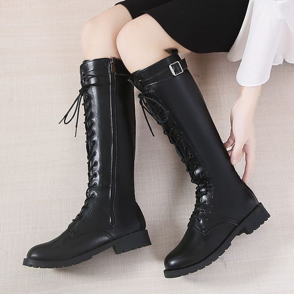 

2020 women's wedges over the knee boots brand high heels platform boots slip on winter shoes woman boot size 43, Black