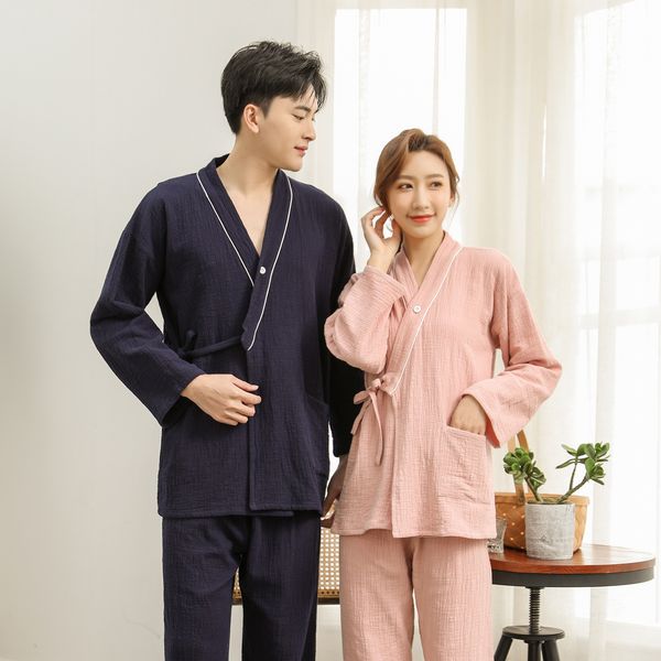 

new couple kimono autumn couple long sleeve thin men's clothes pajamas home pajamas and women's home suit, Black;brown
