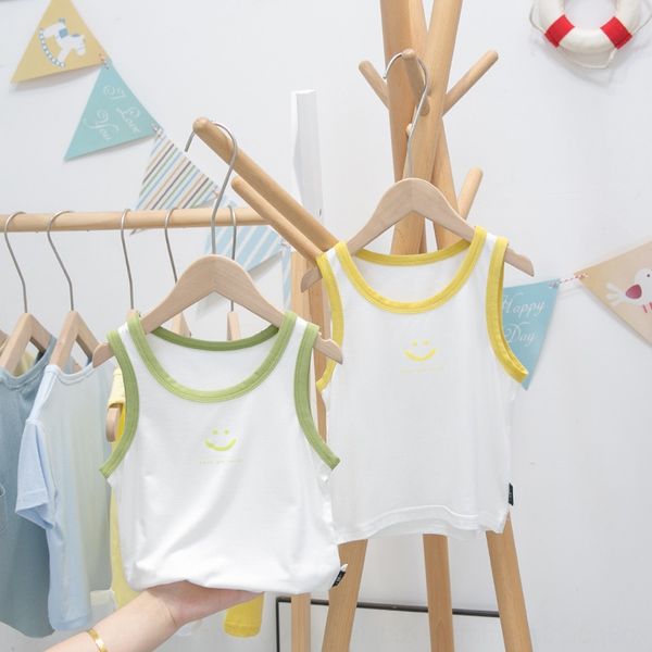 

baby vest 2020 new boyssleeveless coat t-shirt t-shirt korean style western style 1-4 years old 5 children's thin fashion, Blue