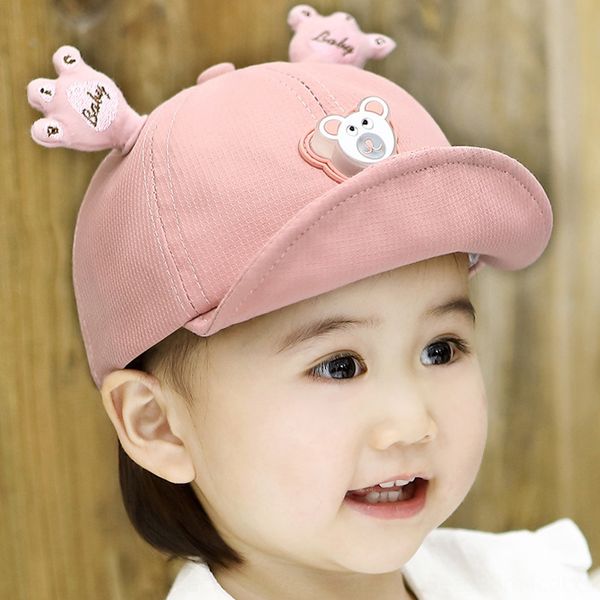 

spring new korean style cartoon hat lights up bear children's baby cap baby cap sun hat, Yellow