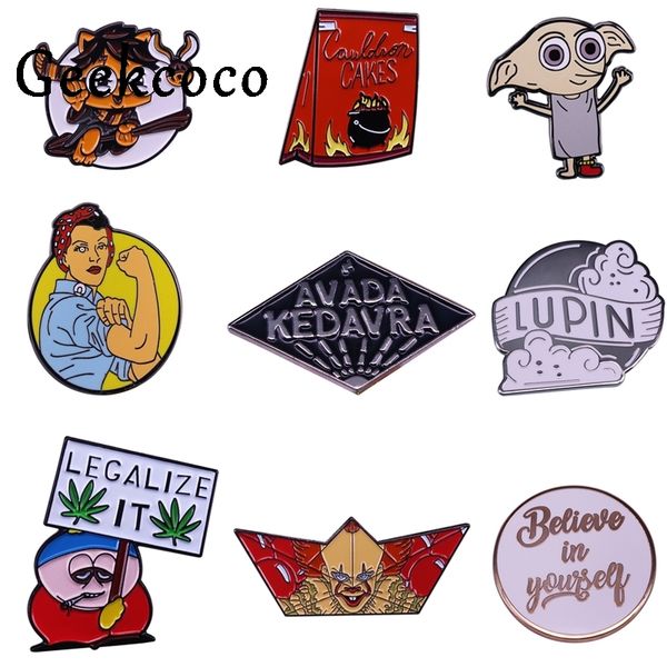 

20pcs/lot j1392 geekcoco cartoon pin badges brooch anime lapel pin for clothes on the backpack accessory jewelry, Gray