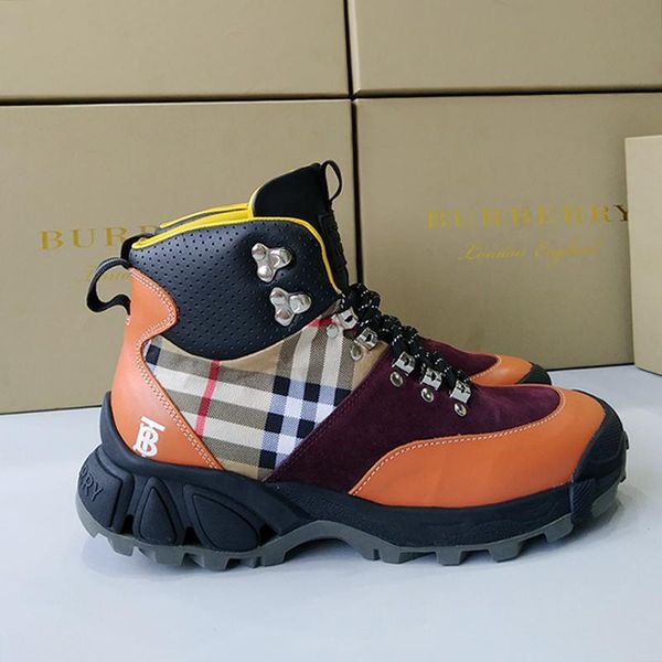 

new 2020 mens shoes fashion hiking sneakers monogram stripe e -canvas tor boots with origin box mens shoes lace -up style bottes pour hommes, Black
