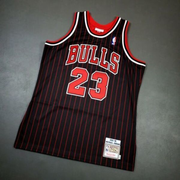 

100% stitched michael jor dan mitchell & ness pinstripe 95 96 chi jersey basketball jerseys, Gray