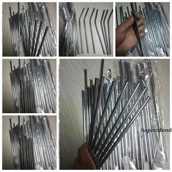 

reusable straws stainless steel drink straw 215*6mm silver straight bend straws drink tea bar drinking straws ing