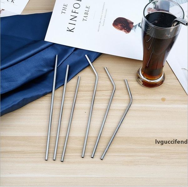 

customize logo- wholesale 215mm/266mm 8mm eco-friendly stainless steel straw reusable drink straw straight & bend silicone straw
